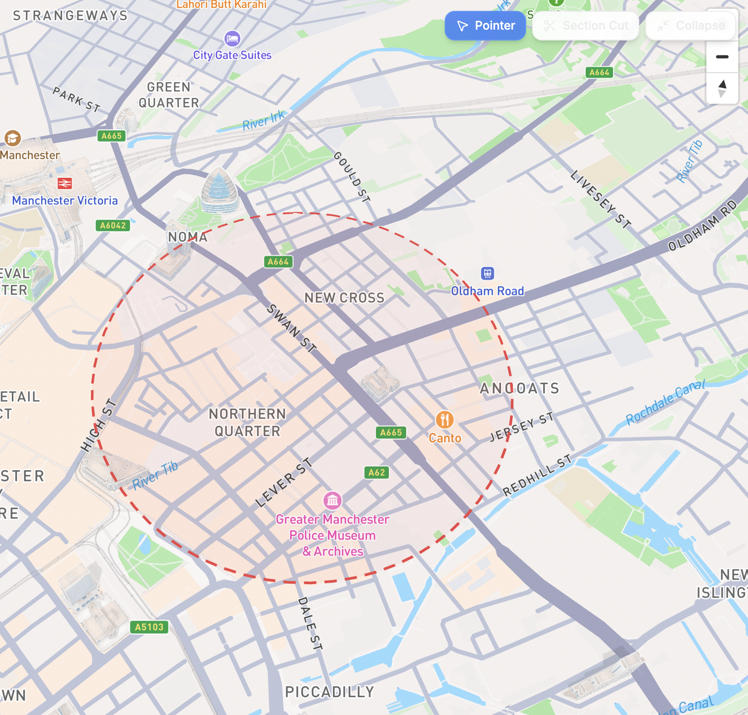 Manchester · Ancoats site map